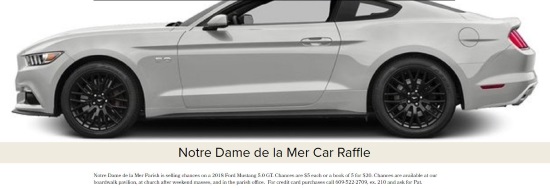 Notre Dame de la Mer Parish 10-14-2018 raffle - 2018 Ford Mustang GT 5.0 - left side gray 