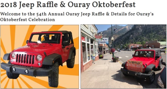 Ouray Chamber Resort Association 10-06-2018 raffle - 2018 Jeep Wrangler - Poster 