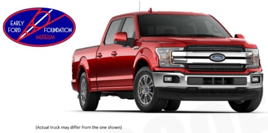 EARLY FORD V-8 FOUNDATION 11-01-2018 raffle - 2018 Ford F-150 Pickup 5.0L V8 or $40,000 cash - red and logo 