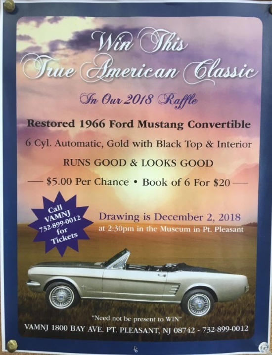 Vintage Automobile Museum of NJ 12-02-2018 raffle - 1966 Ford Mustang Convertible - Flyer 