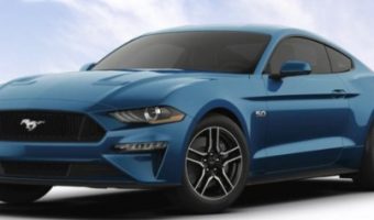 Rotary Club of Lancaster, NH - 8-01-2019 raffle - 2019 Ford Mustang GT Coupe Velocity Blue - left front