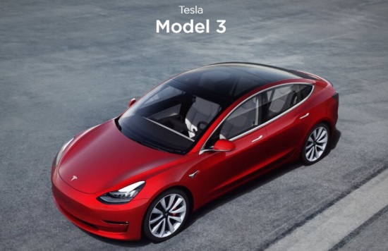 Chesapeake Climate Action Network 5-31-2019 drawing - 2019 Tesla Model 3 - top view red car 
