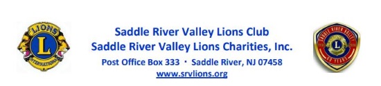 Saddle River Valley Lions Club 6-01-2019 raffle - 2019 Ford Mustang Coupe - logo 