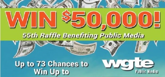 WGTE Public Media 6-21-2019 raffle - Choose a vehicle with $50,000 Cash - Flyer top