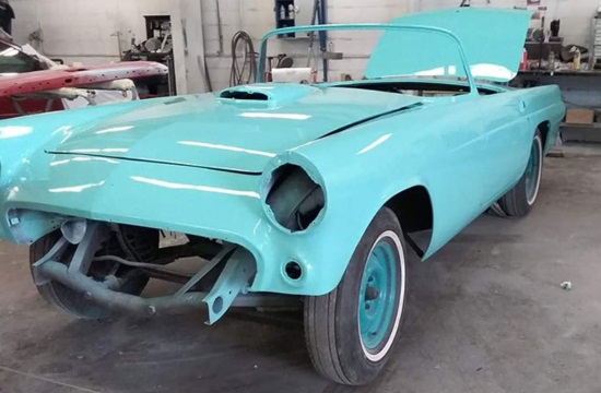 East Syracuse Minoa, Spartan Garage 7-21-2019 raffle - 1955 Ford Thunderbird -left side paint 