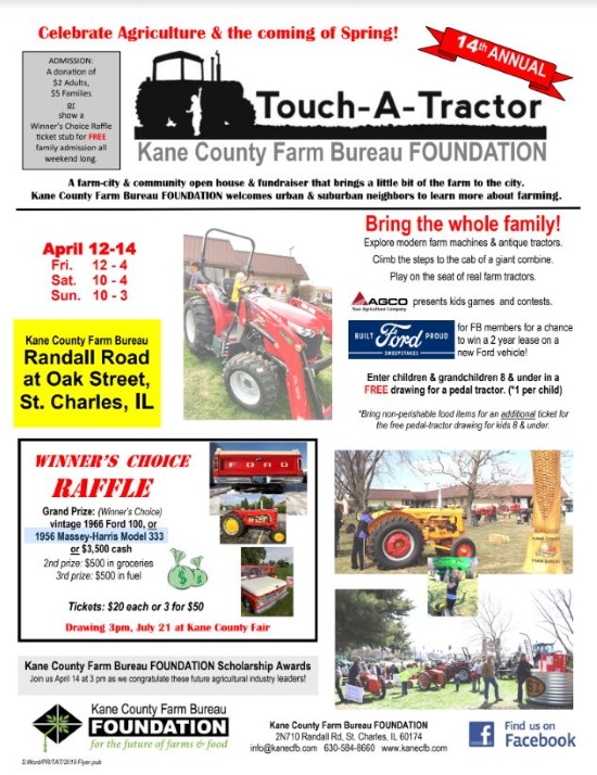 Kane County Farm Bureau Foundation 7-21-2019 raffle - Choose a 1966 Ford F-100, 1956 Massey-Harris Tractor or $3,500 Cash - Flyer #2 