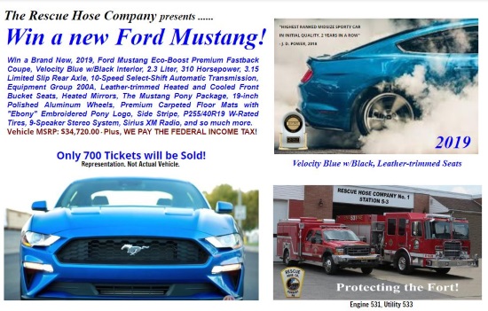 Rescue Hose Company 7-27-2019 raffle - 2019 Mustang Fastback Coupe - Flyer 