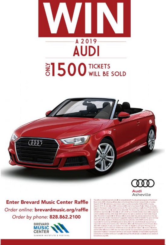 Brevard Music Center, NC. 8-04-2019 raffle - Choose a new 2019 Audi - Flyer #2 