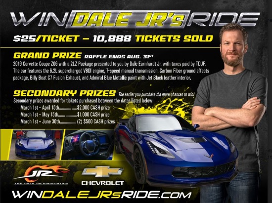 Dale Jr's Foundation 8-31-2019 raffle - Dale Jr's 2019 Chevy Corvette Z06 Coupe 2LZ (Taxes Paid) - Flyer