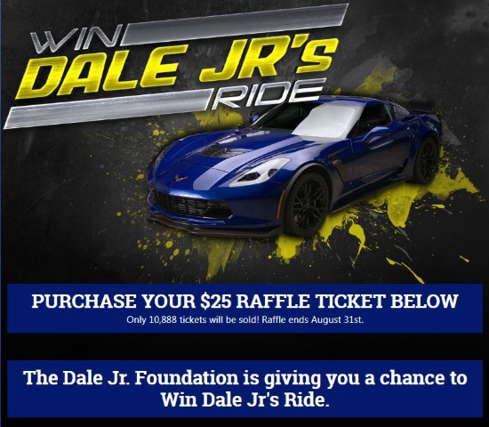 Dale Jr's Foundation 8-31-2019 raffle - Dale Jr's 2019 Chevy Corvette Z06 Coupe 2LZ (Taxes Paid) - 