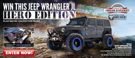 Dream Giveaway Jeep Hero 8-27-2019 drawing - 2018 Jeep Wrangler JL “Hero Edition” plus $10,000 for Taxes - Flyer