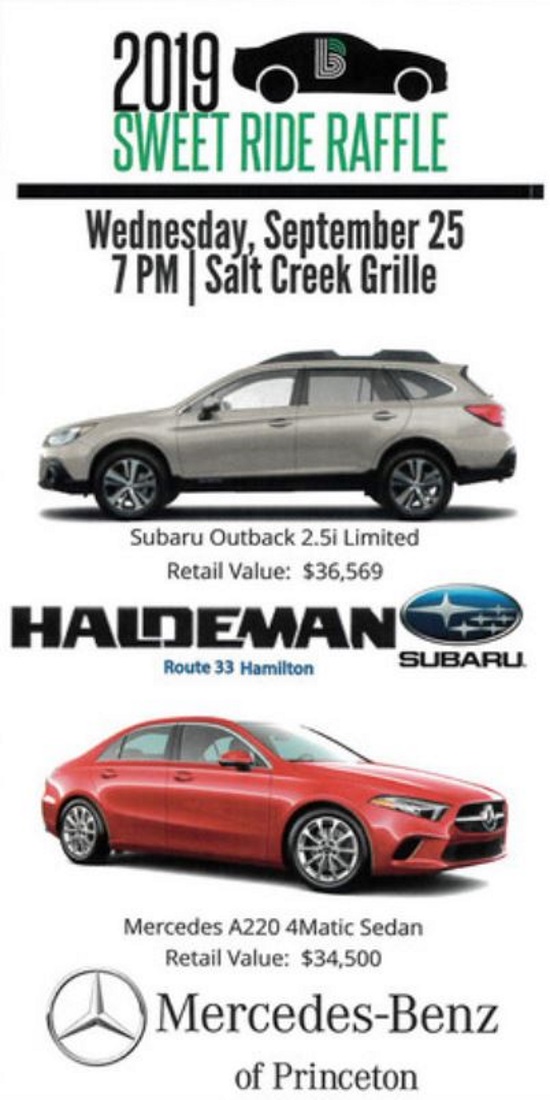 Big Brothers Big Sisters of Mercer County 9-25-2019 raffle - Choose (1 of 5) 2019 vehicles or a Pair of Harleys - Subaru, Mercedes 