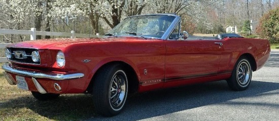 Rotary Club of Baileys Crossing, Virginia 9-29-2019 raffle - 1966 Mustang Convertible or $20,000 Cash - left front top down 