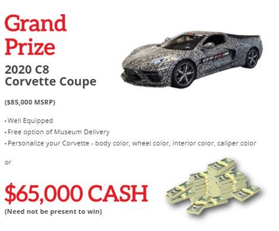 St. Anthony of Padua High School 9-22-2019 raffle - 2020 C8 Corvette or $65,000 Cash - car or cash 