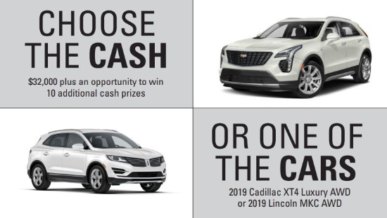 Grand Traverse Area Catholic Schools 10-26-2019 raffle - 2019 Cadillac XT4 Luxury AWD or $32,000 in cash - two car 