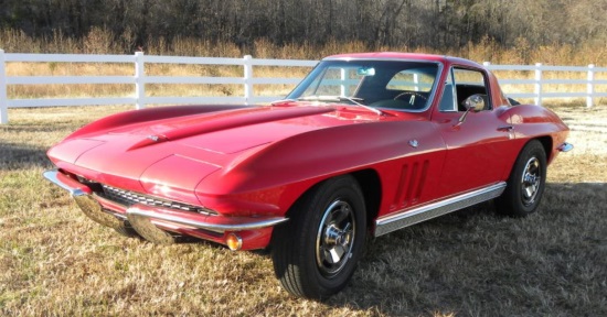 Huntingtown VFD & Rescue Squad 10-20-2019 raffle - Rally Red 1966 Corvette Coupe or $25,000 Cash - left front 