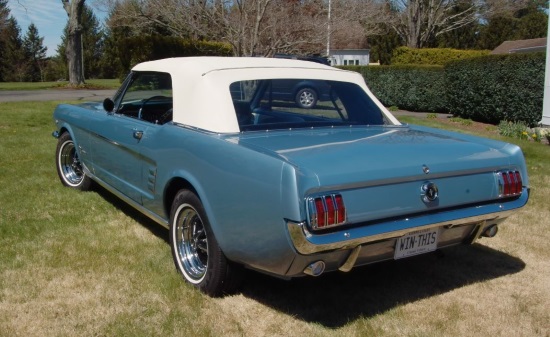 Newtown Lions Club 10-19-2019 raffle - 1966 Classic Mustang Convertible - left rear top up 