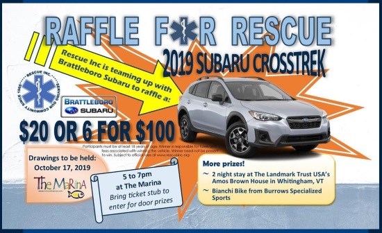 Rescue Inc., VT. 10-17-2019 raffle - 2019 Subaru Crosstrek - Flyer 