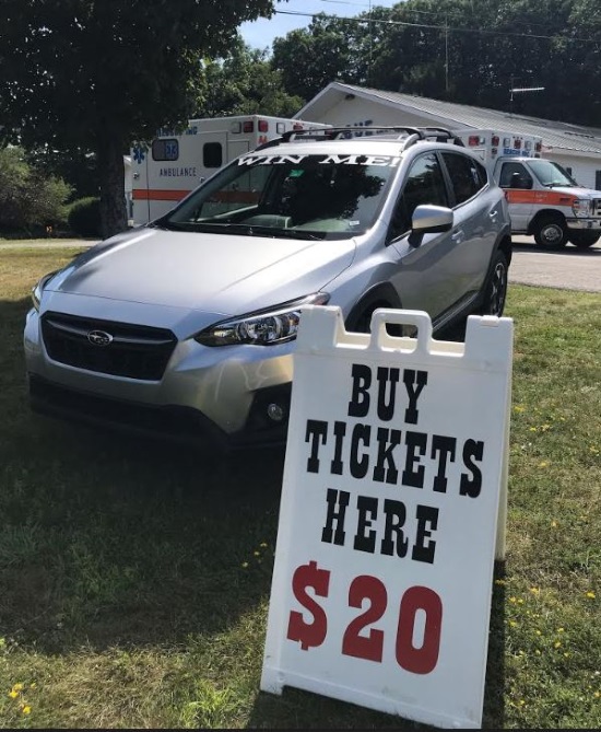 Rescue Inc., VT. 10-17-2019 raffle - 2019 Subaru Crosstrek - tic sign