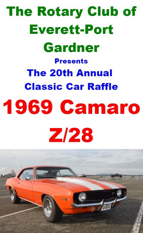 Rotary Club of Everett-Port Gardner 10-06-2019 raffle - 1969 Chevy Camaro Z 28 - poster 