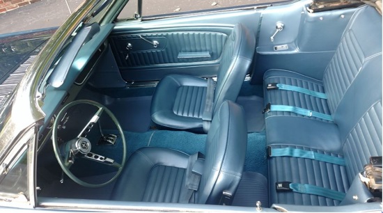 Rotary Club of St. Michaels 10-17-2019 raffle - 1965 Ford Mustang convertible in Caspian Blue - interior 