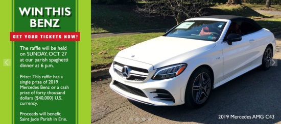 St. Jude the Apostle Parish 10-27-2019 raffle - 2019 MERCEDES BENZ AMG C43 or $40,000 CASH - Poster 