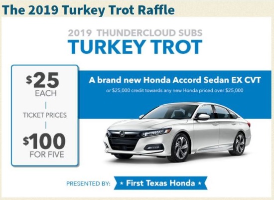 ThunderCloud Subs Turkey Trot 11-28-2019 - New Honda Accord Sedan EX CVT -or $25,000 credit towards any new Honda - Poster 