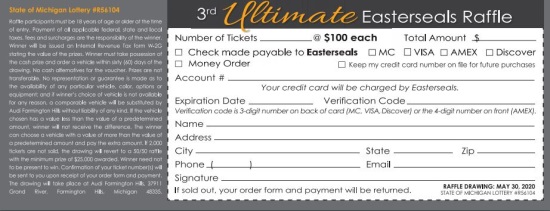 Easterseals Michigan 5-30-2020 Ultimate Raffle - 2020 Audi Q8 or A7 and $50,000 Cash - Flyer bottom 