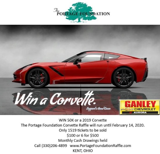 Portage Foundation 2-14-2020 raffle - 2019 Corvette Coupe or $50,000 Cash - Flyer