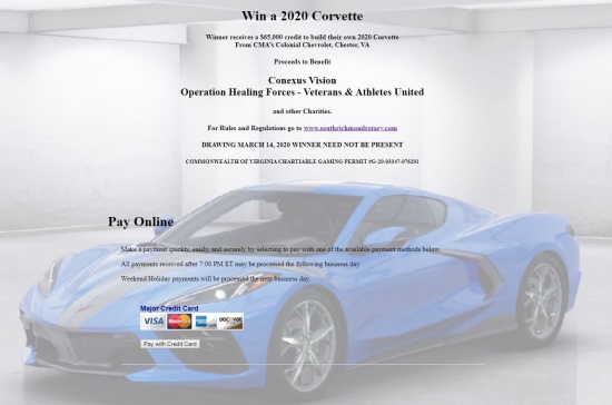 Rotary of South Richmond 3-14-2020 raffle - BUILD A NEW 2020 MID-ENGINE CHEVY CORVETTE - Flyer 