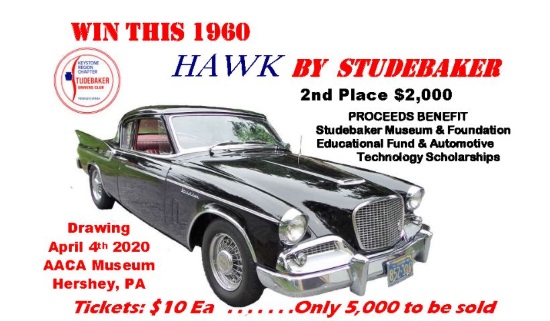 Studebaker Drivers Club 4-04-2020 raffle - 1960 Studebaker Hawk - Flyer 