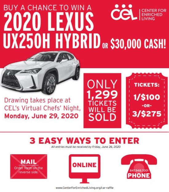 Center for Enriched Living 6-29-2020 drawing - 2020 Lexus UX250H or $30,000 Cash - Flyer 