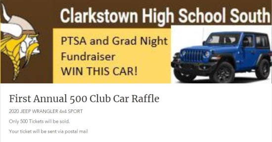 Clarkstown High School South 5-01-2020 raffle - 2020 JEEP WRANGLER 4 X 4 SPORT - Poster 