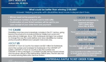 Easter Seals 5-02-2020 raffle - Choose any Car with $100,000 Cash - flyer