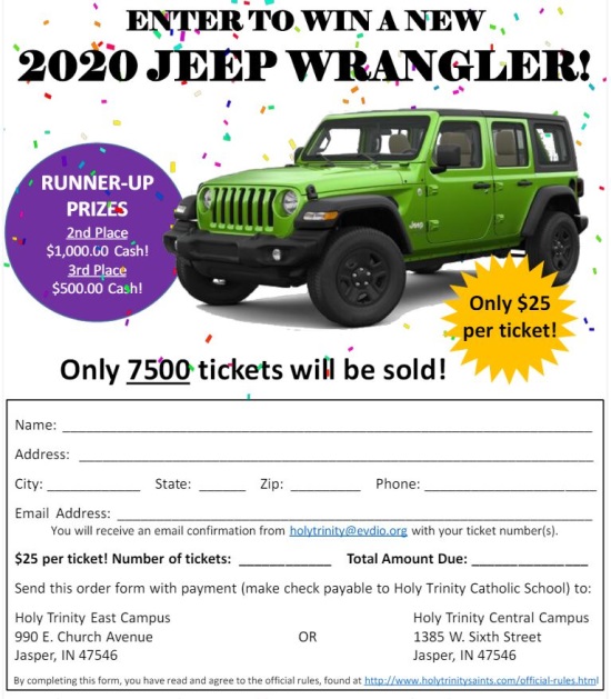 Holy Trinity Catholic School 5-15-2020 drawing - 2020 Jeep Wrangler Unlimited Sport 4x4 - order form 