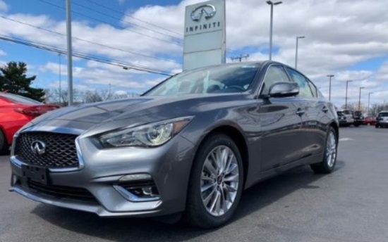 Capital City Education Alliance 6-13-2020 giveaway - 2019 Infiniti Q50 3.0t AWD plus other great prizes - left front.with sign 