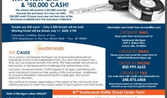 Easterseals Michigan 7-11-2020 raffle - Win a NEW CAR & $ 50,000 CASH - Flyer.#2