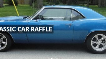 Thunder Bay Museum 7-25-2020 raffle - 1969 Chevrolet Camaro - left side with promo