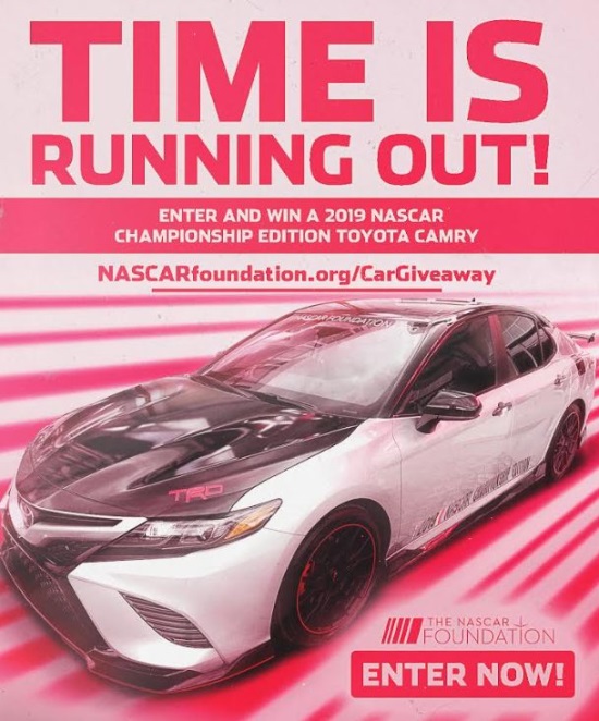NASCAR Foundation 8-15-2020 giveaway - 2019 NASCAR Championship Edition Toyota Camry - poster #8