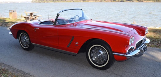 St. Bernard Catholic Church 8-15-2020 raffle - 1962 Corvette Convertible Fuelie - right side top dn 