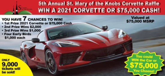 St. Mary of the Knobs 8-16-2020 raffle - 2021 Chevy Corvette or $75,000 Cash - right front.#2 