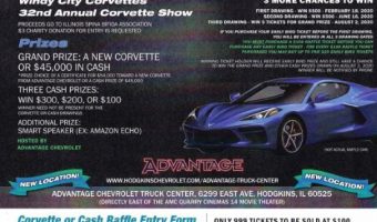 Windy City Corvettes 8-02-2020 raffle - 2020 Chevy Corvette or $45,000 Cash - Flyer -Order Form