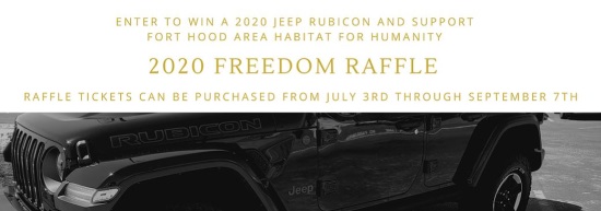 Fort Hood Area Habitat for Humanity 9-07-2020 raffle - 2020 Jeep Rubicon - Flyer 