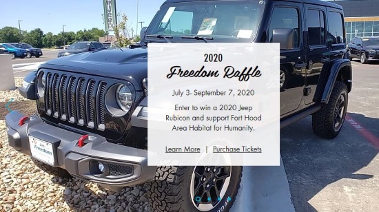 Fort Hood Area Habitat for Humanity 9-07-2020 raffle - 2020 Jeep Rubicon - Jeep with notice 