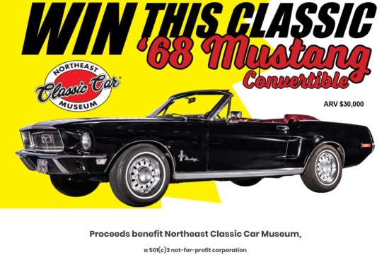 Northeast Classic Car Museum 9-30-2020 raffle - 1968 Mustang Convertible - poster 