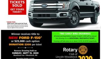 Rotary Club of Lincoln-Woodstock 9-13-2020 raffle - 2020 Ford F-150 4x4 Pickup or $25,000 cash - flyer