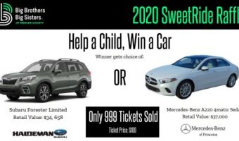 Big Brothers Big Sisters of Mercer County 10-07-2020 raffle - Choose a Subaru Forester or Mercedes-Benz A220 - Flyer