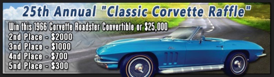 Huntingtown VFD & Rescue Squad 10-18-2020 raffle - 1966 Corvette Roadster Convertible or $25,000 Cash - poster 
