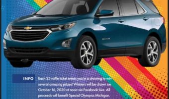 Special Olympics Michigan 10-16-2020 raffle - 2 Year Lease on a 2020 Chevrolet Equinox - Flyer