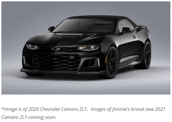Jimmie Johnson's 2021 Chevrolet Camaro ZL1 Convertible with Federal Taxes  Paid